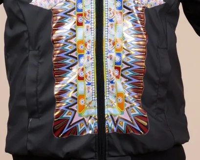Dunhuang Apsaras Colorful Leather Jacket printed by JETALL&reg; water-based latex printing solution