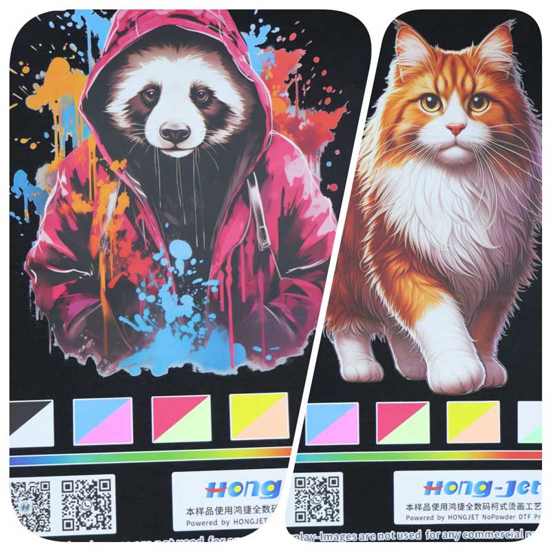 Printing samples of Hong-Jet&reg; No Powder DTF Printing Solution