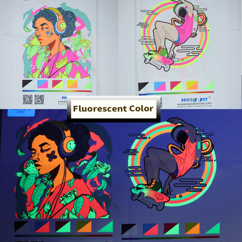 HONGSAM DTF Fluorescent color printing samples