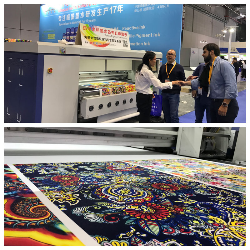 In 2018, HONGSAM Exhibited Hong-Jet&reg; powder-free DTF printing solution at ITMA Shanghai